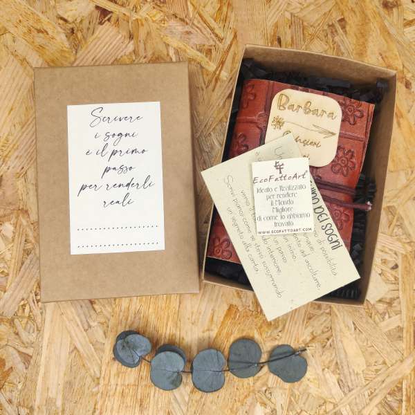 Taccuino in Pelle con Carta Artigianale – Mini Diario con Placca Personalizzabile